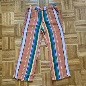 FREE PEOPLE Striped Cotton-Blend Slim Kick Flare Beach Pants La Paz 0